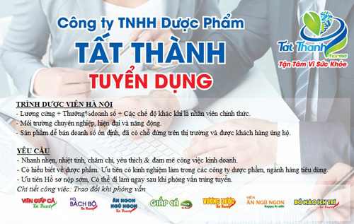Tuyển dụng trung cấp dược hà nội lương 10 triệu